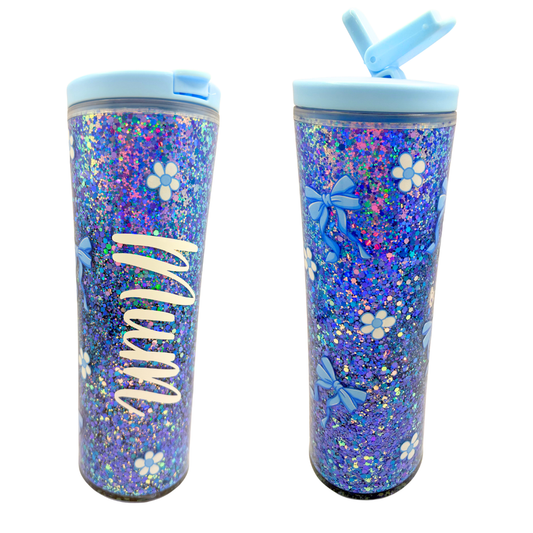 Snow Globe Drink Bottle (Flip Straw)